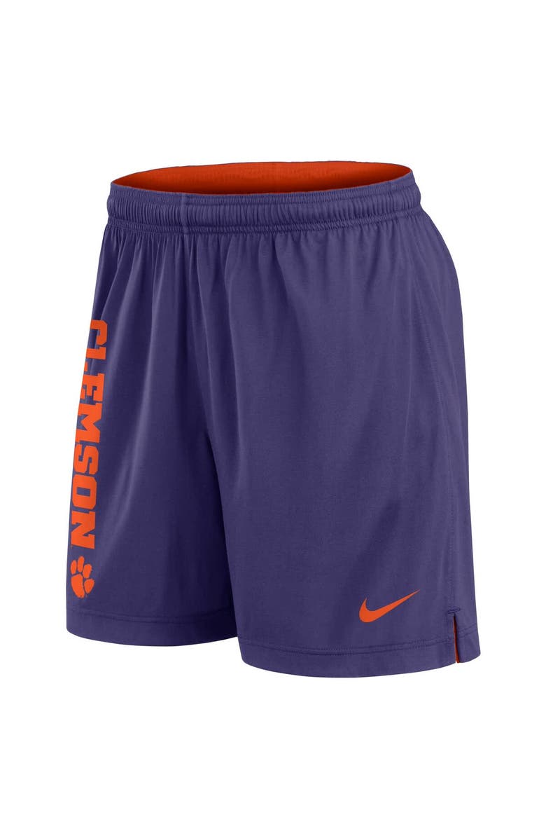 Nike Men
s Nike Orange/Purple Clemson Tigers Courtside Standard Issue Dri-FIT Reversible Shorts, Alternate, color, Orange