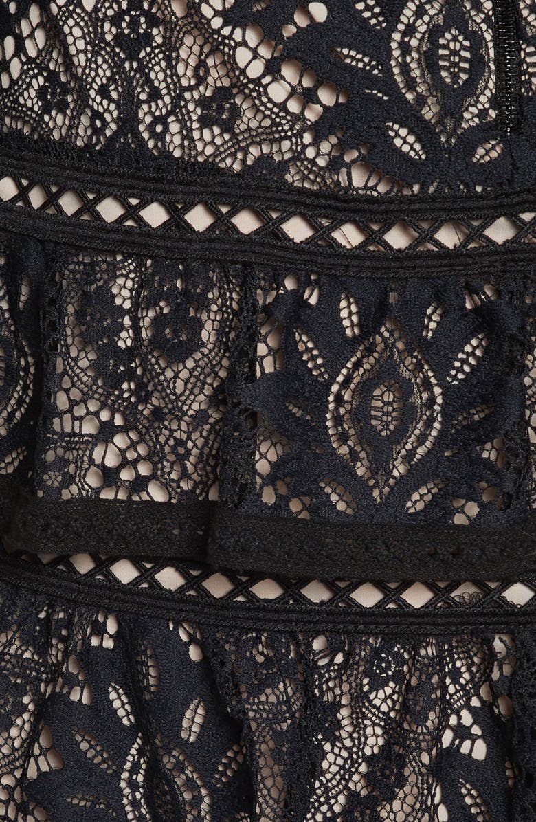 Alice + Olivia Jolie Tiered Ruffle Lace Dress, Alternate, color,