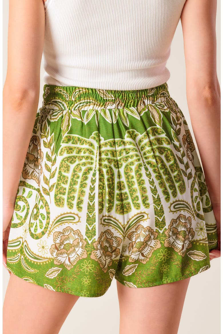 Paisley Print Shorts, Alternate, color, IVORY/ GREEN