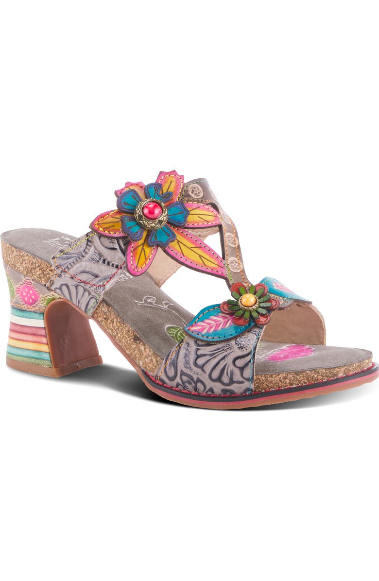 L'Artiste by Spring Step Rossie Floral Slide Sandal, Main, color, Grey Multi