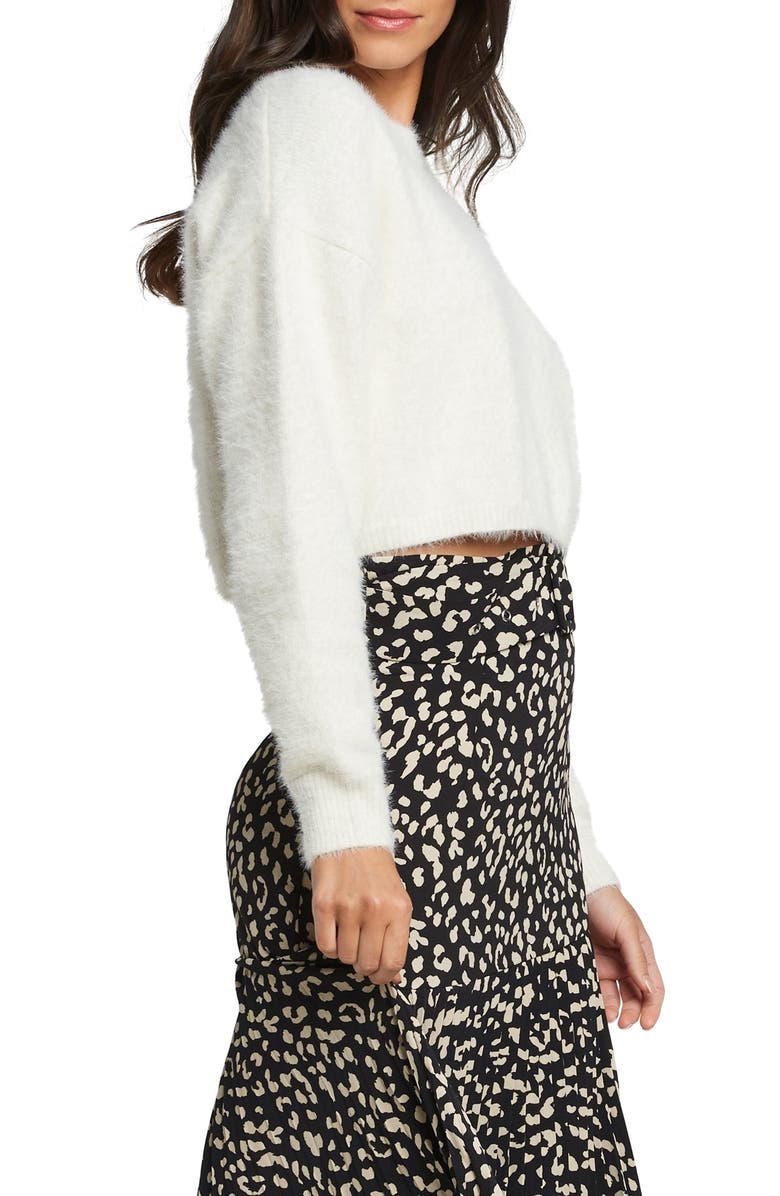 Bardot Crop Fluffy Sweater, Alternate, color, 