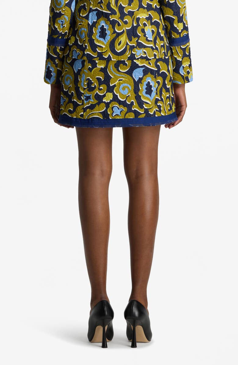 ST. JOHN Western Paisley Print Cotton Blend Matelassé Miniskirt, Alternate, color, 