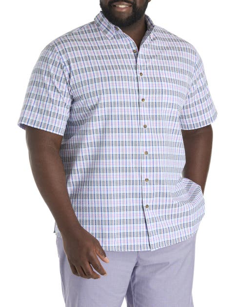 Big & Tall  Seersucker Large Plaid Sport Shirt