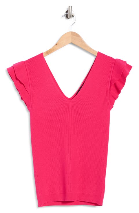 Ruffle Sleeve Fitted Sweater
