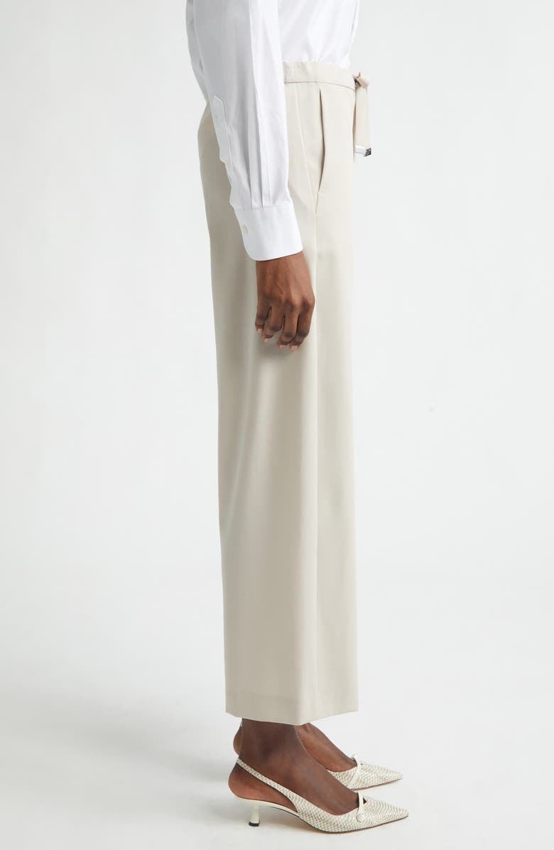 Max Mara Argenta Drawstring Virgin Wool Ankle Pants, Alternate, color, Natural
