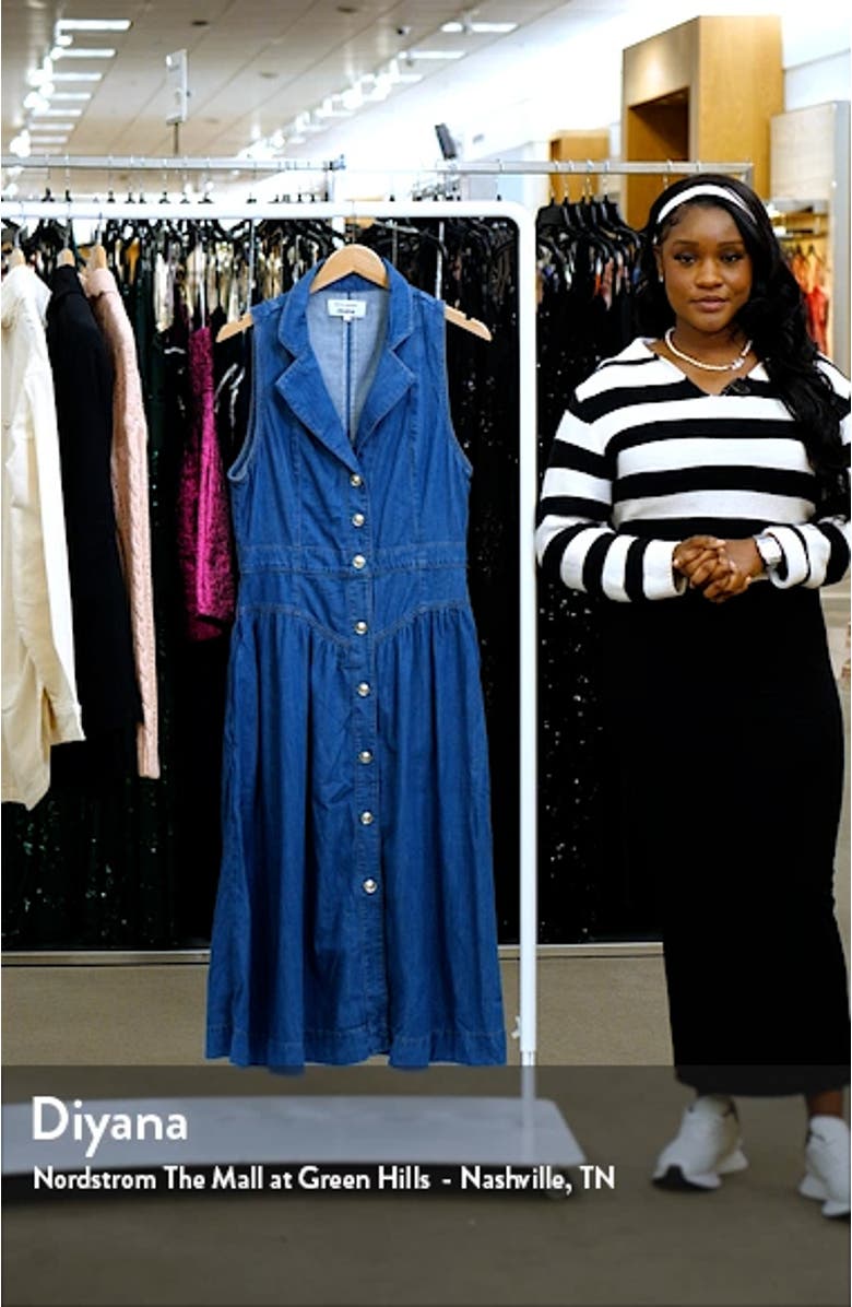 Ellison Sleeveless Button-Front Denim Midi Dress, sales video thumbnail