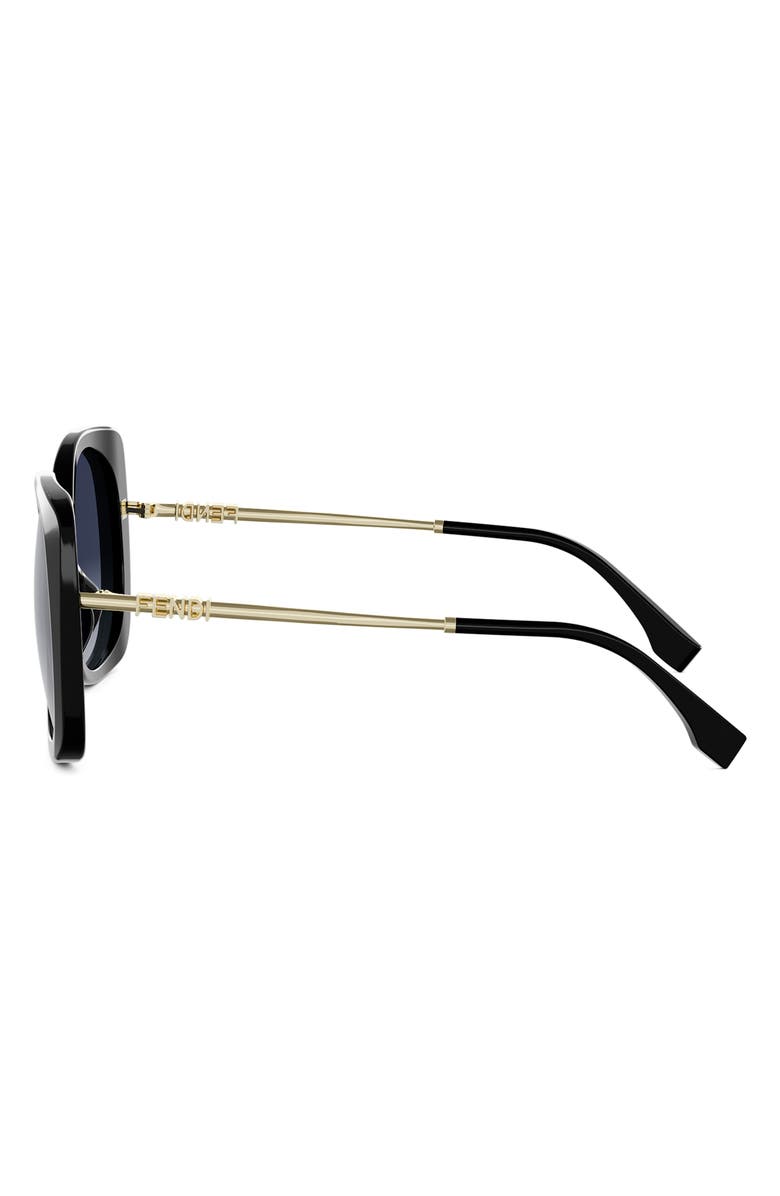 Fendi graphy 55mm Gradient Square Sunglasses, Alternate, color, Shiny Black / Gradient Blue