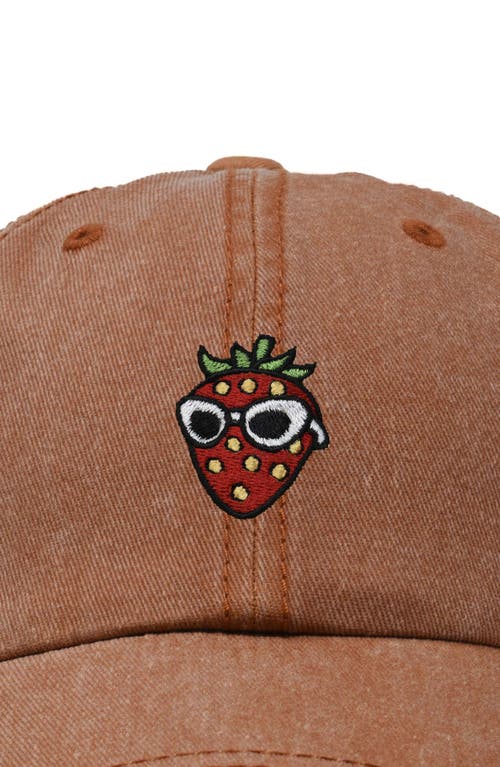 Dalix Strawberry Embroidered Casual Cap In Washed Orange