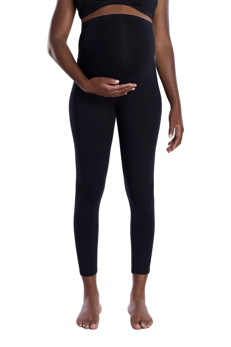Essential Stretch Secret Fit Over the Belly Maternity Leggings, Alternate, color, Black & Charcoal