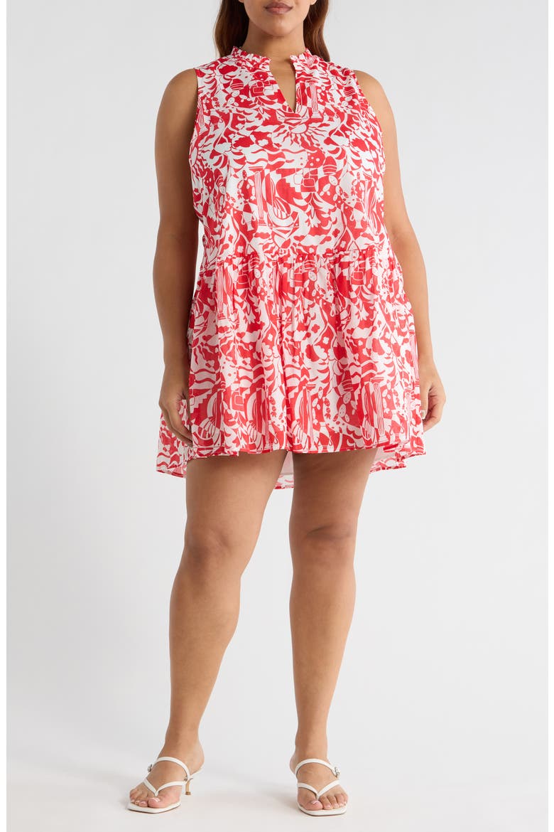 Aster Loly Cotton Trapeze Dress, Main, color, WHITE-RED