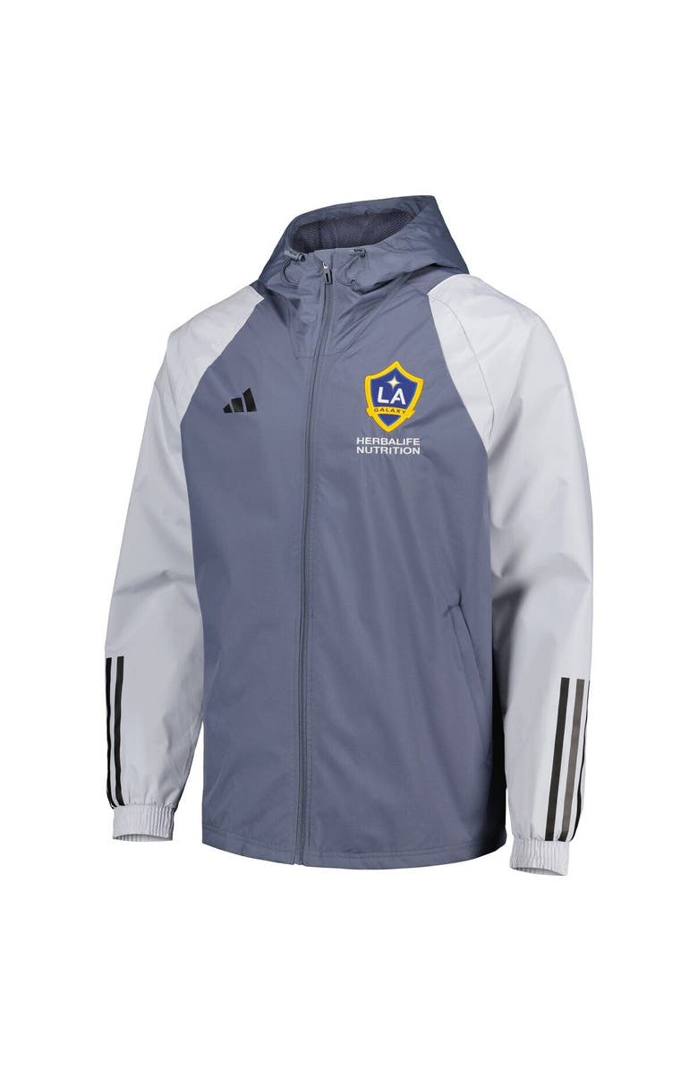 adidas Men's adidas Charcoal LA Galaxy All-Weather Raglan Hoodie Full-Zip Jacket, Alternate, color, 