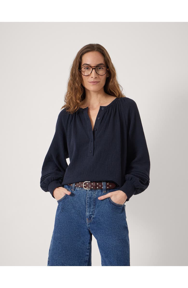 Hush Rhea Cotton Cheesecloth Blouse, Main, color, Navy Blue