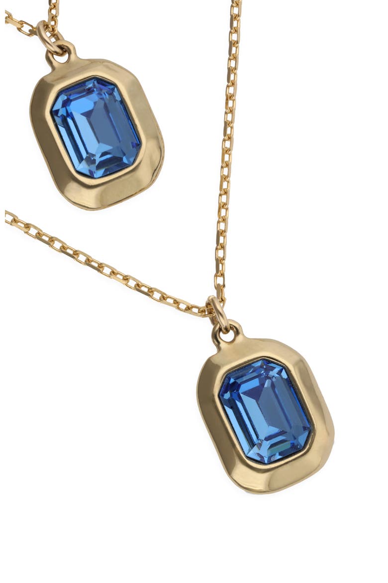 Double-Layer Gold-Tone Necklace with Blue Crystals, Alternate, color, Gold