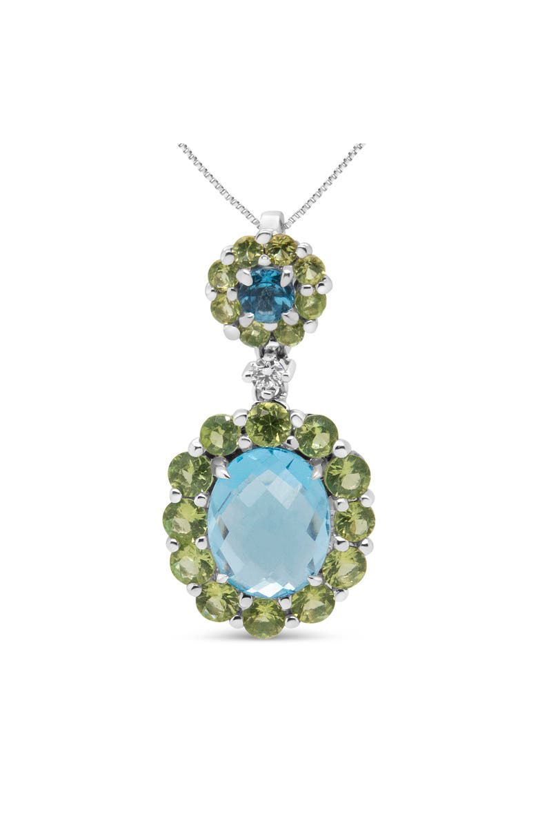 Haus of Brilliance 18k Gold Diamond Accent Topaz Peridot Halo Pendant Necklace, Main, color, White