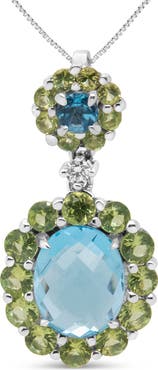 Haus of Brilliance 18k Gold Diamond Accent Topaz Peridot Halo Pendant Necklace