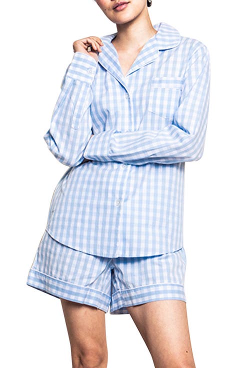 Gingham Check Short Cotton Pajamas