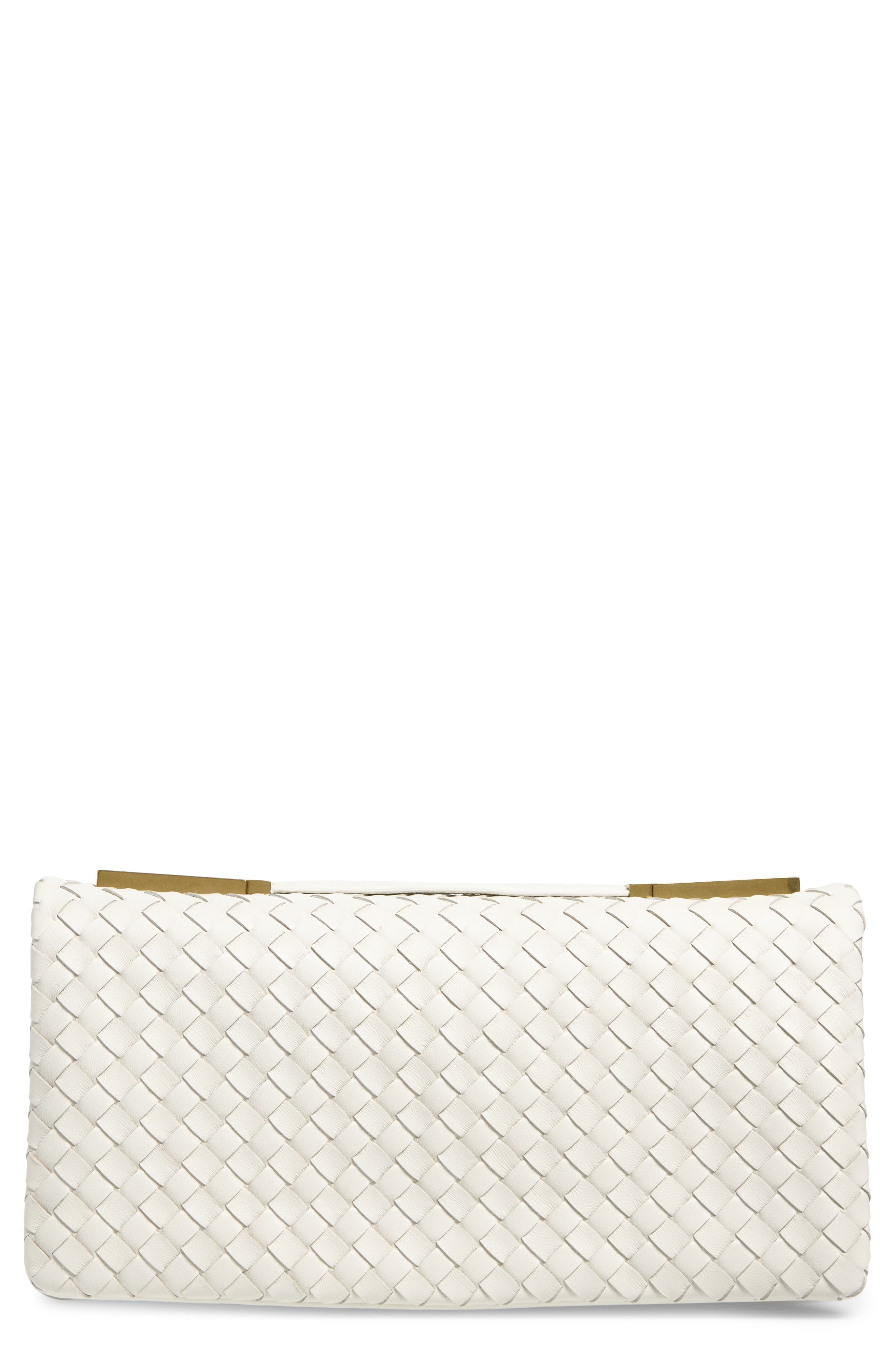 The 70 Intrecciato Leather Top Handle Bag, Main, color, 9538 ALABASTER-BRASS V