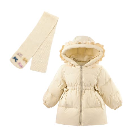 Ruffle-Hood Coat with Matching Scarf (Toddler, Little Kid & Big Kid)