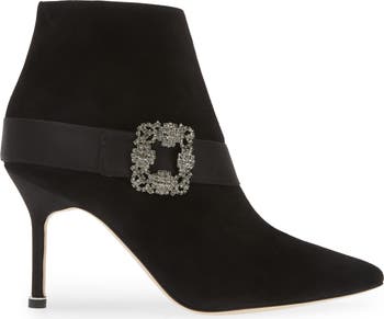 Plinianu Crystal Buckle Pointed Toe Bootie