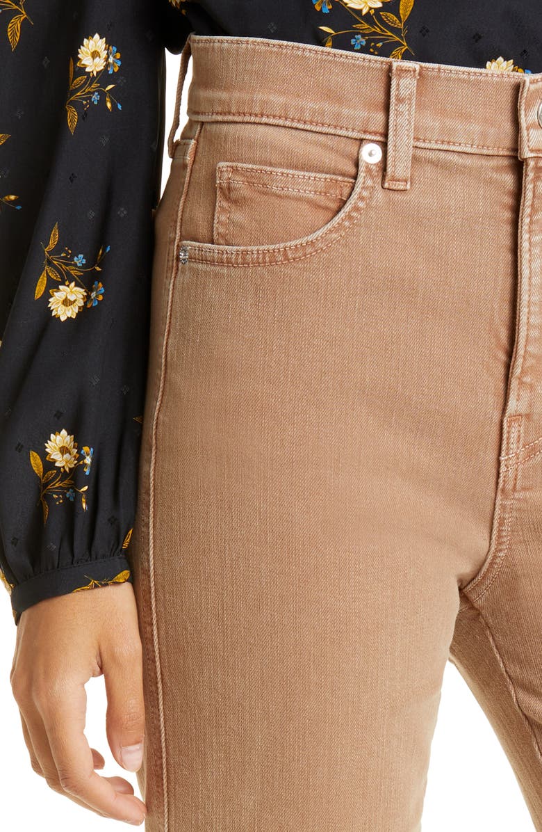 Veronica Beard Carson High Waist Ankle Kick Jeans, Alternate, color, Tan Sierra