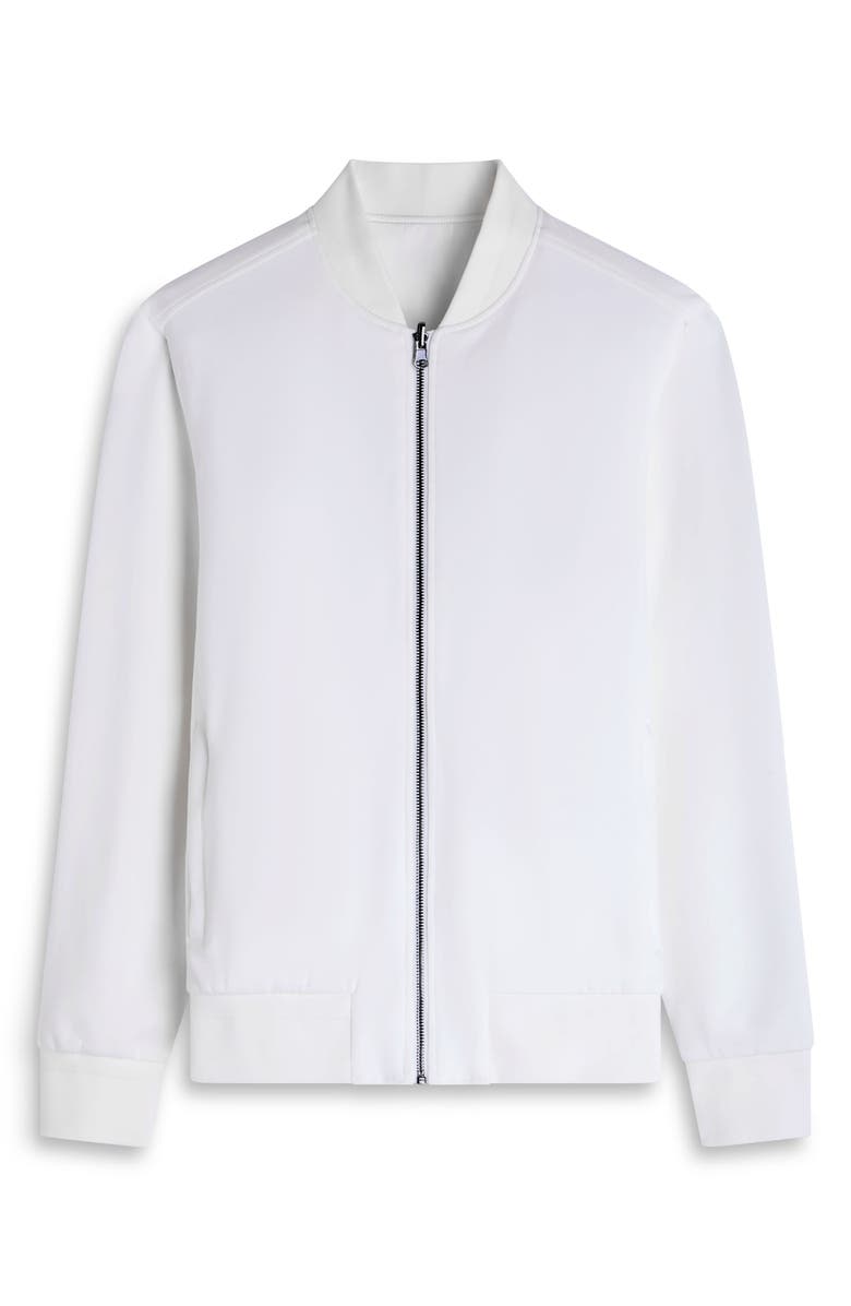 Bugatchi Soft Touch Knit Reversible Bomber Jacket, Alternate, color, Chalk