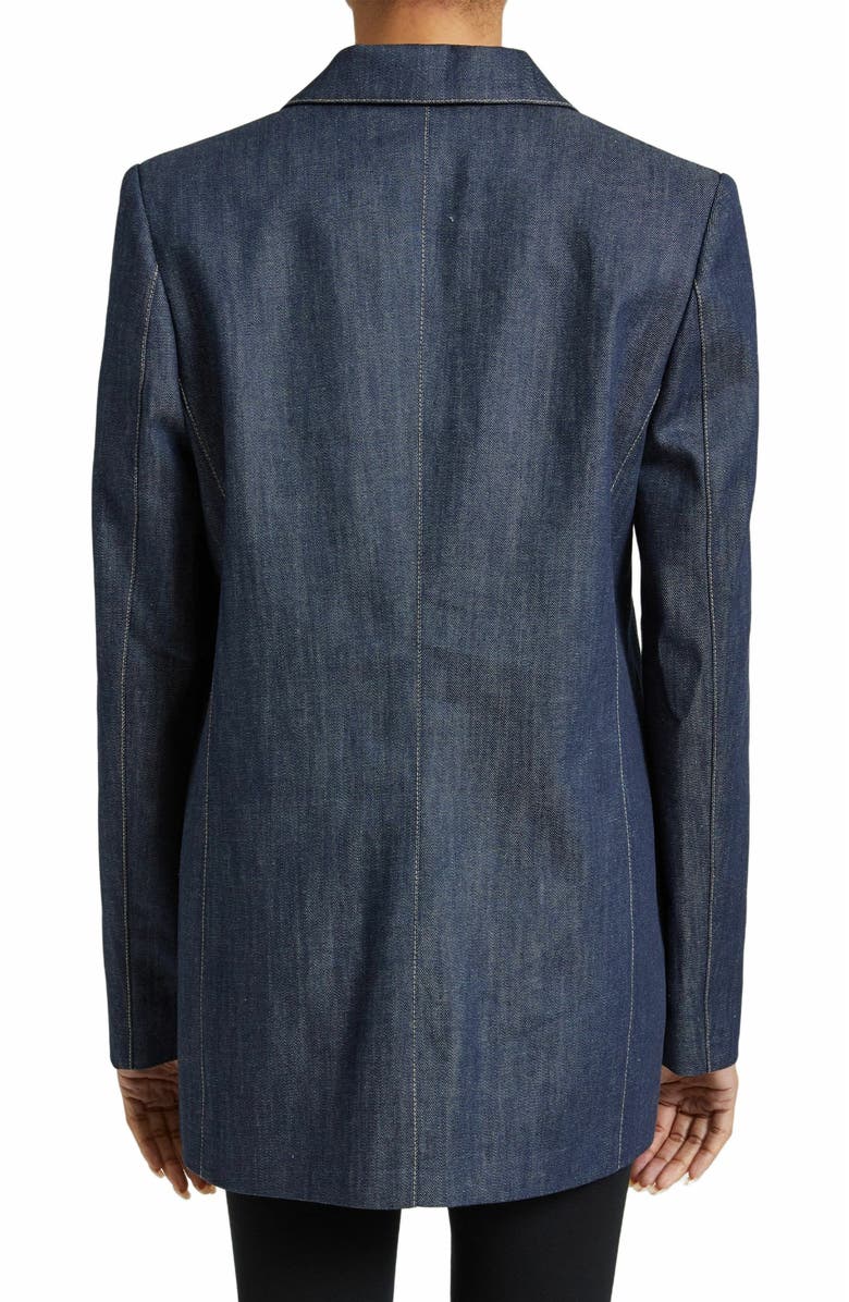 Santorelli ZOE Single-Button Oversized Blazer in Cotton Denim, Alternate, color, 
