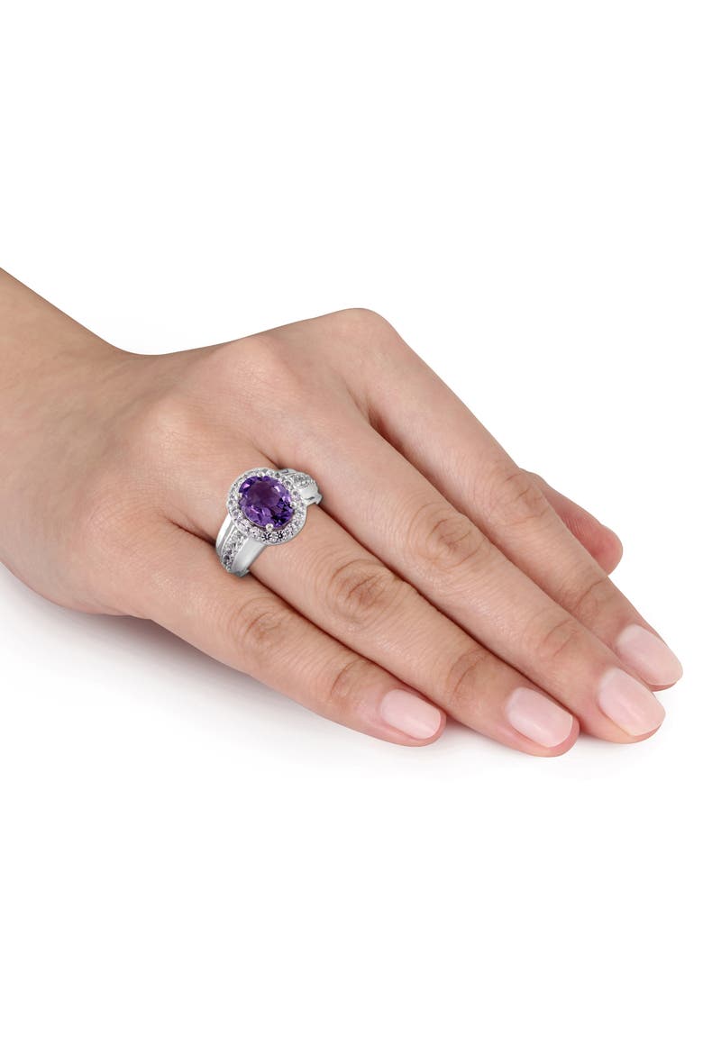 Amethyst & Created White Sapphire Halo Ring, Alternate, color, Amethyst