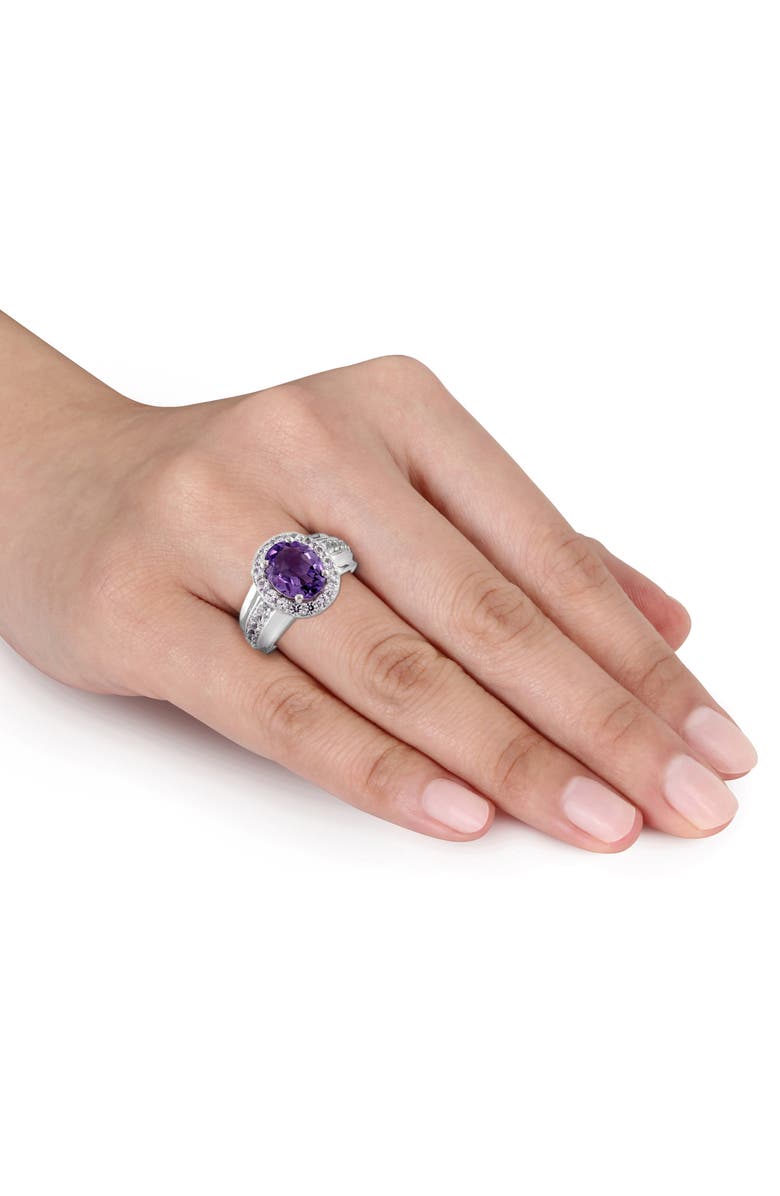 Julianna B. Amethyst & Created White Sapphire Halo Ring, Alternate, color, Amethyst