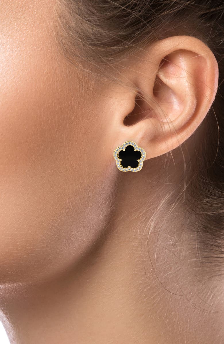 CZ by Kenneth Jay Lane Pavé CZ Clover Stud Earrings, Alternate, color, 