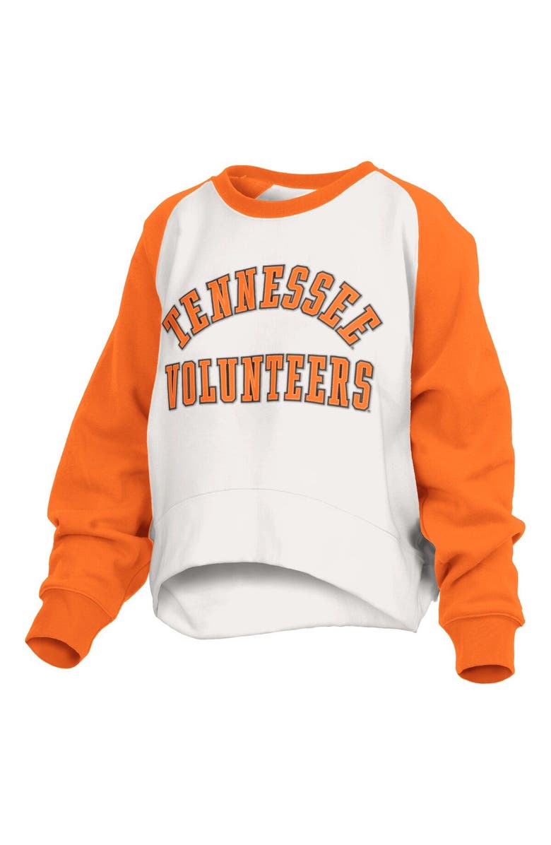 PRESSBOX Women's Pressbox White Tennessee Volunteers Lotus Raglan Pullover Sweatshirt, Main, color,