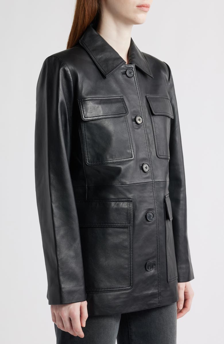 Bernardo Leather Shirt Jacket, Alternate, color, Black