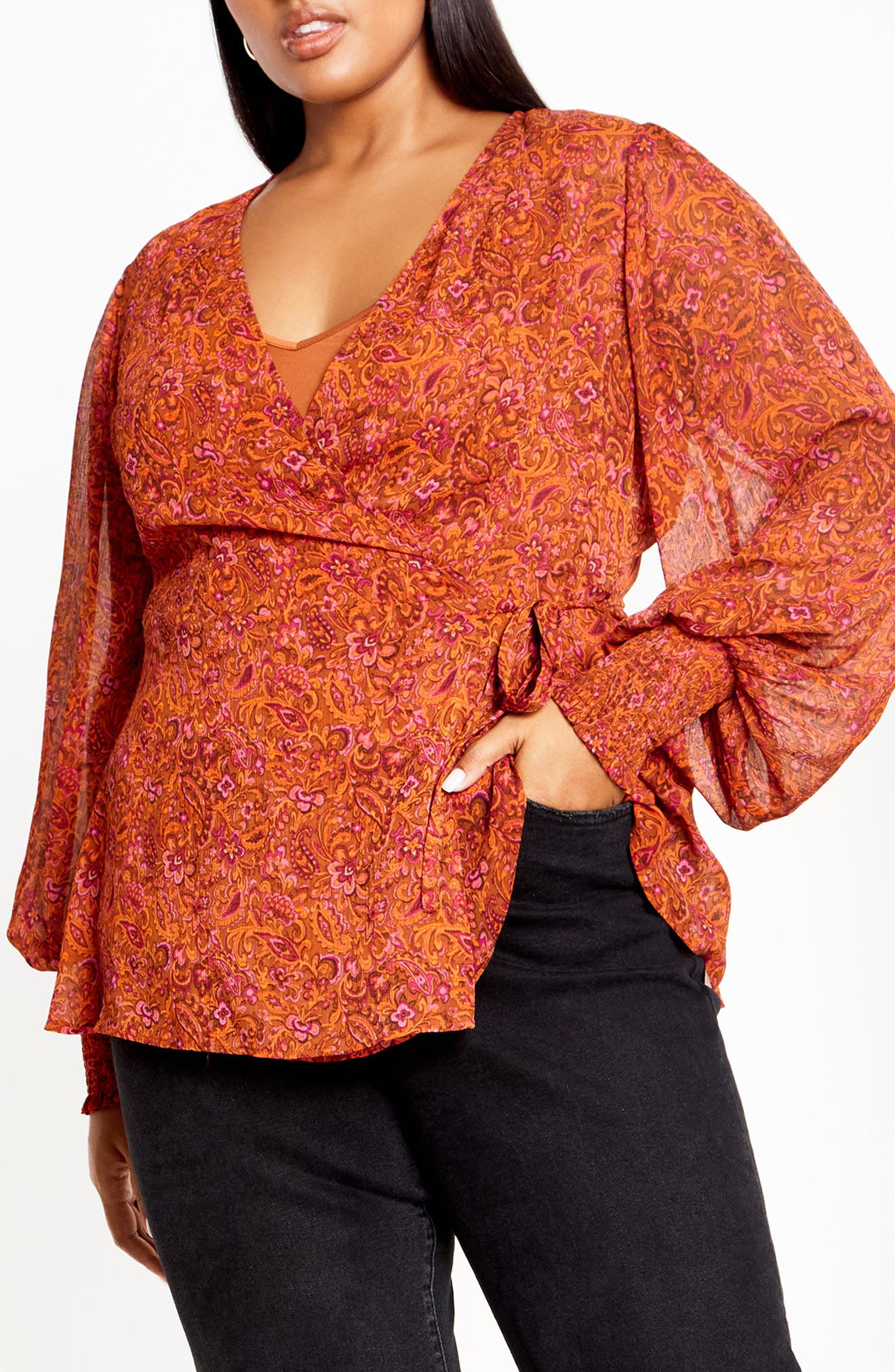 Iyla Print Wrap Front Top