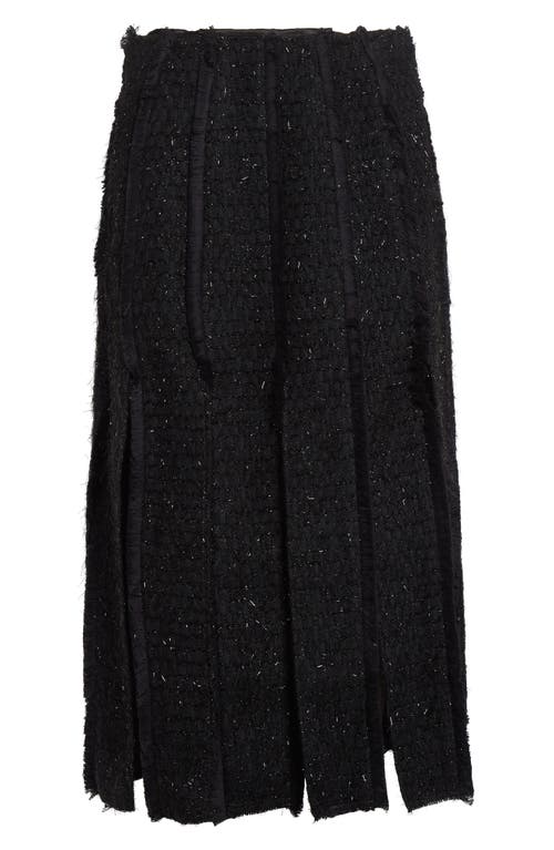 Simone Rocha Multi Slit Frayed Metallic Tinsel Tweed Skirt In Black