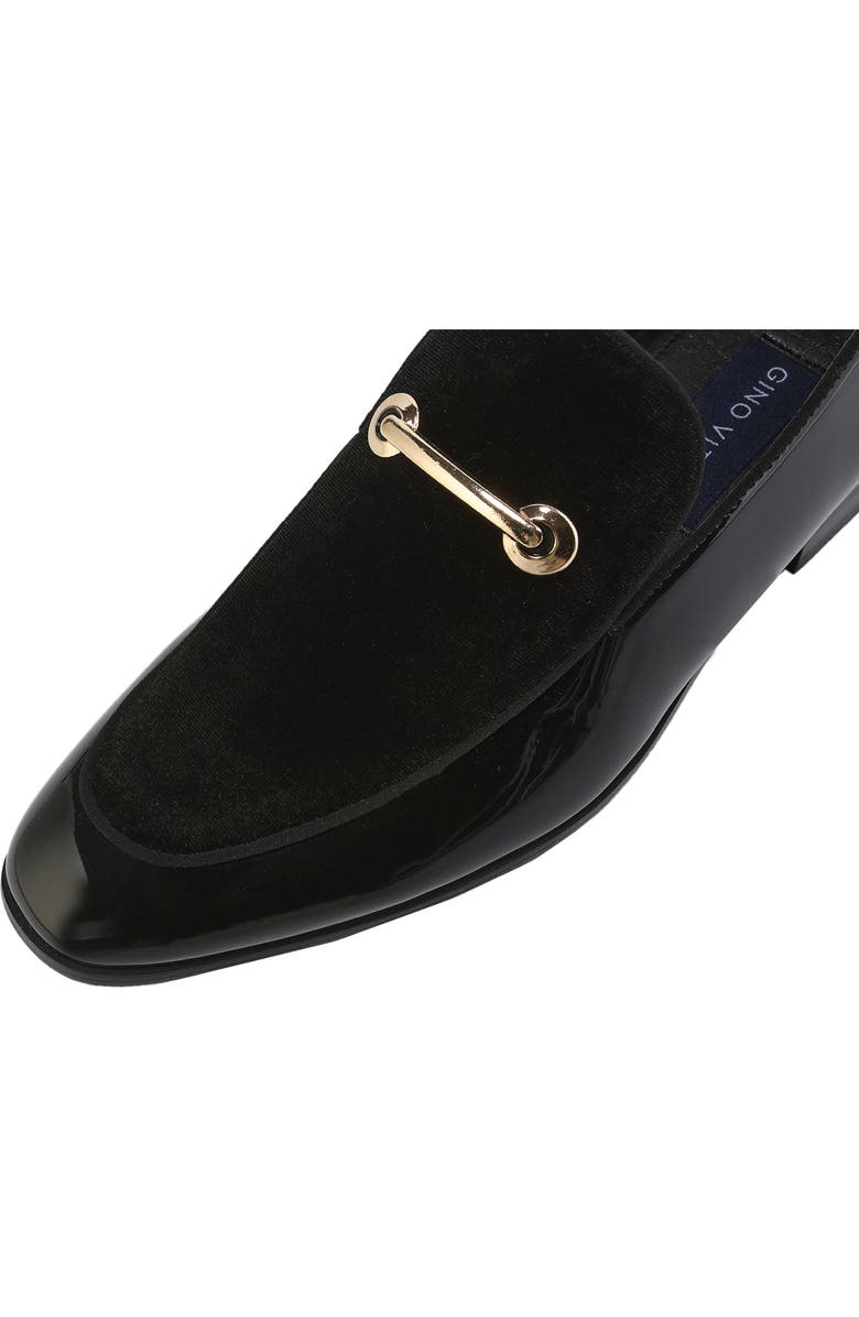 Gino Vitale Velvet & Patent Leather Bit Loafer, Alternate, color, Black