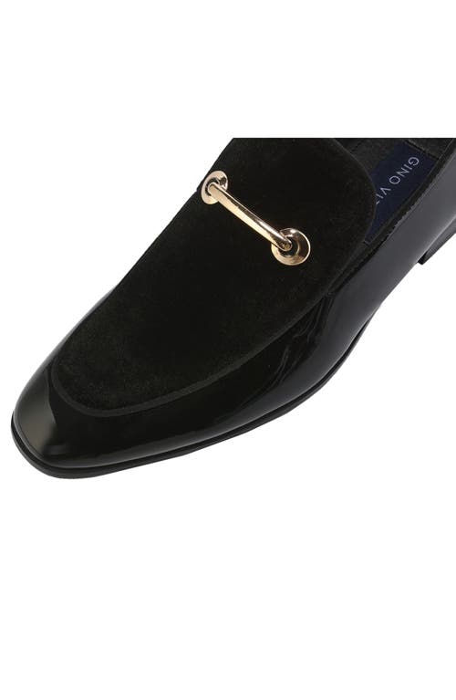 Gino Vitale Velvet & Patent Leather Bit Loafer In Black