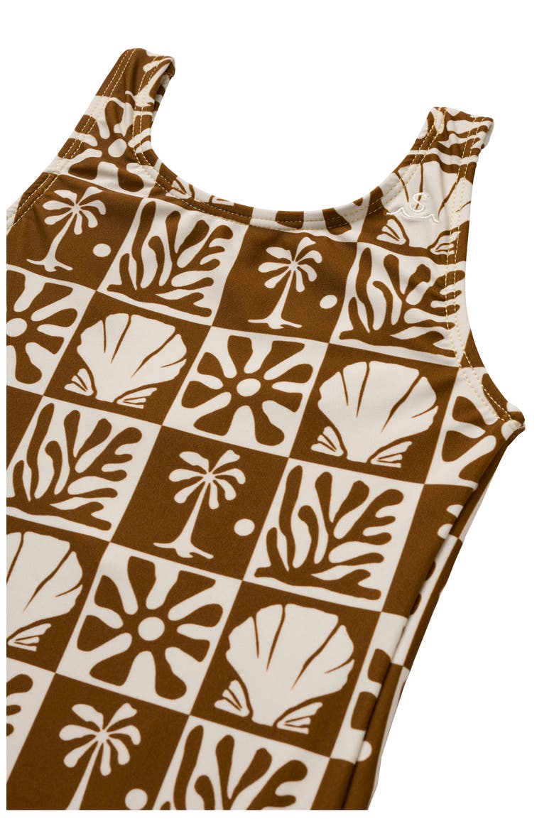 Kids' Beach Checks One-Piece Swimsuit, Alternate, color, COCONUT