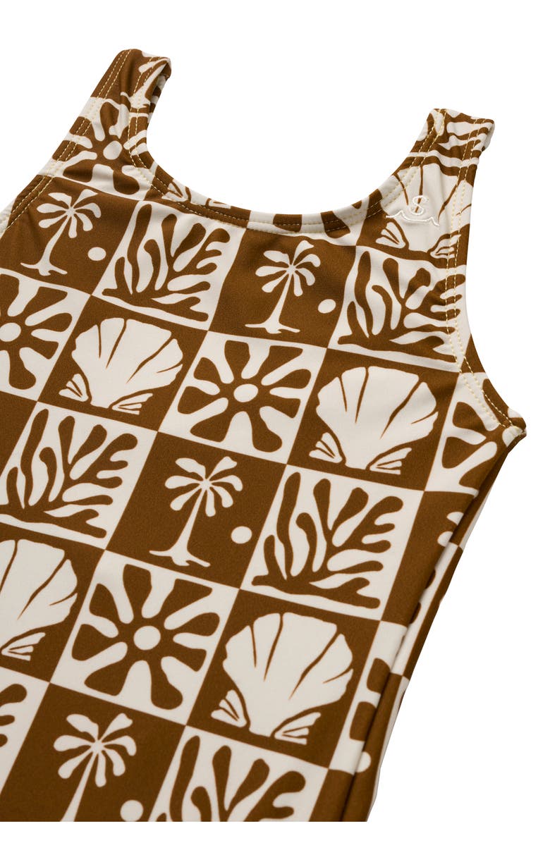 SEAESTA SURF Kids' Beach Checks One-Piece Swimsuit, Alternate, color, Coconut