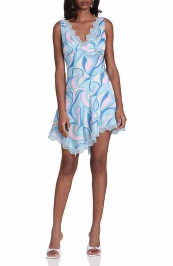 Lace Trim Bias Cut Satin Minidress