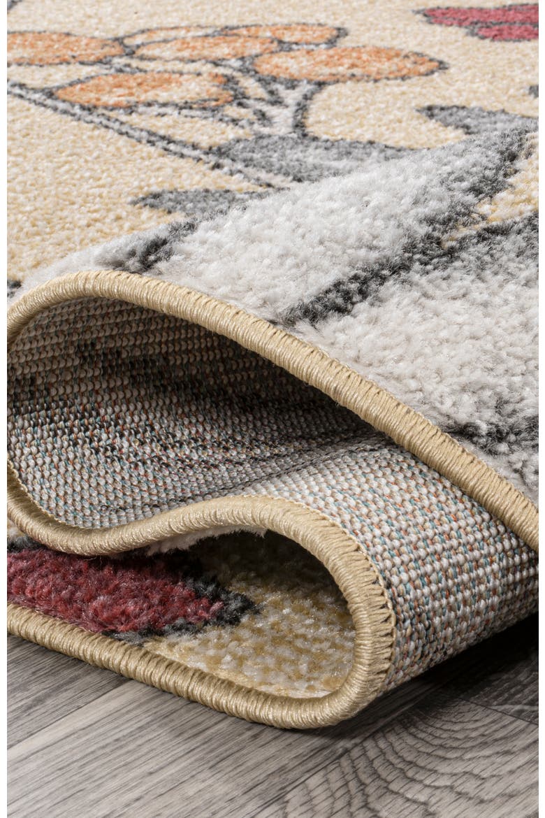 Giglio Modern Botanical Flower Area Rug, Alternate, color, Yellow/Ivory/Red