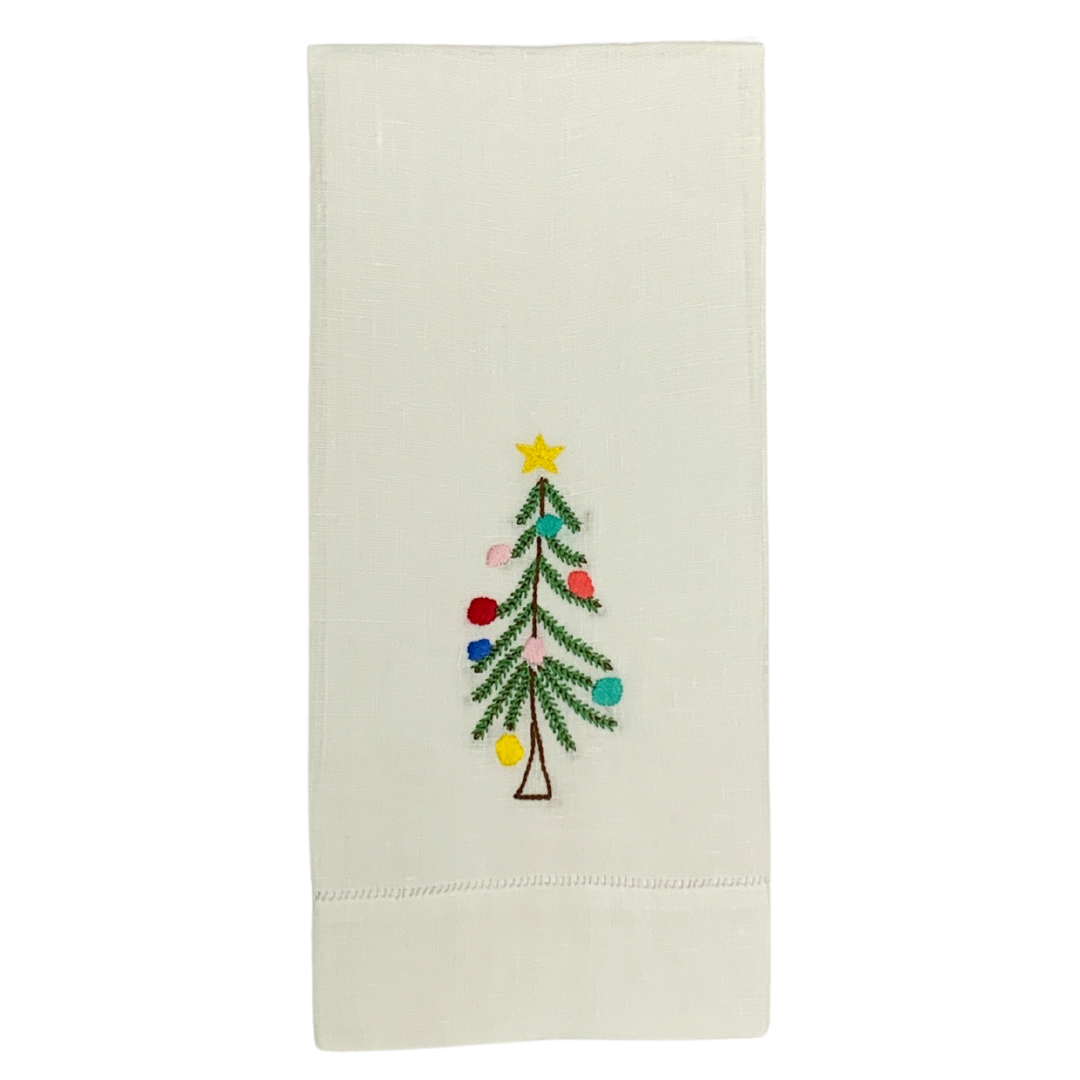 Maison d'Haiti Rustic Christmas Tree Tea Towels in Green 