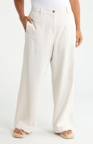 Eileen Fisher High Waist Wide Leg Full Length Organic Cotton Pants