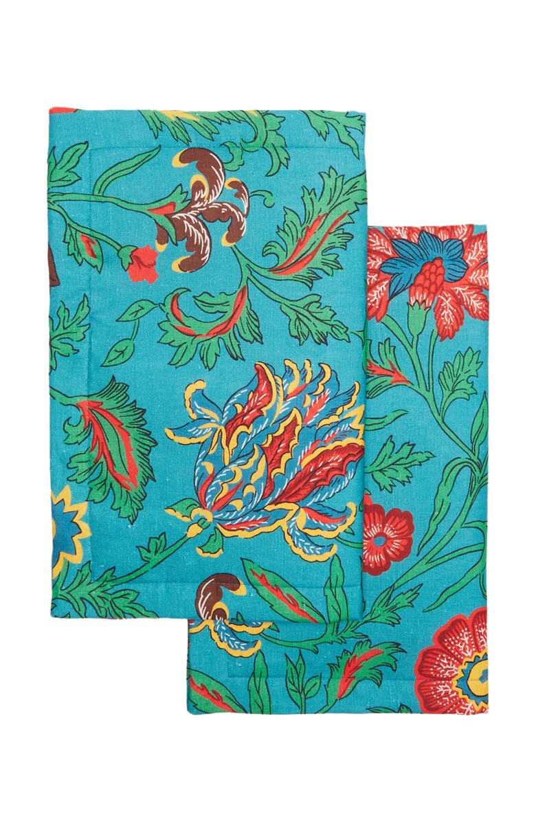 La DoubleJ Placemats Set Of 2 (35X45) Dragon Flower Turche Turquoise, Alternate, color, Dragon Flower Turche Turquoise