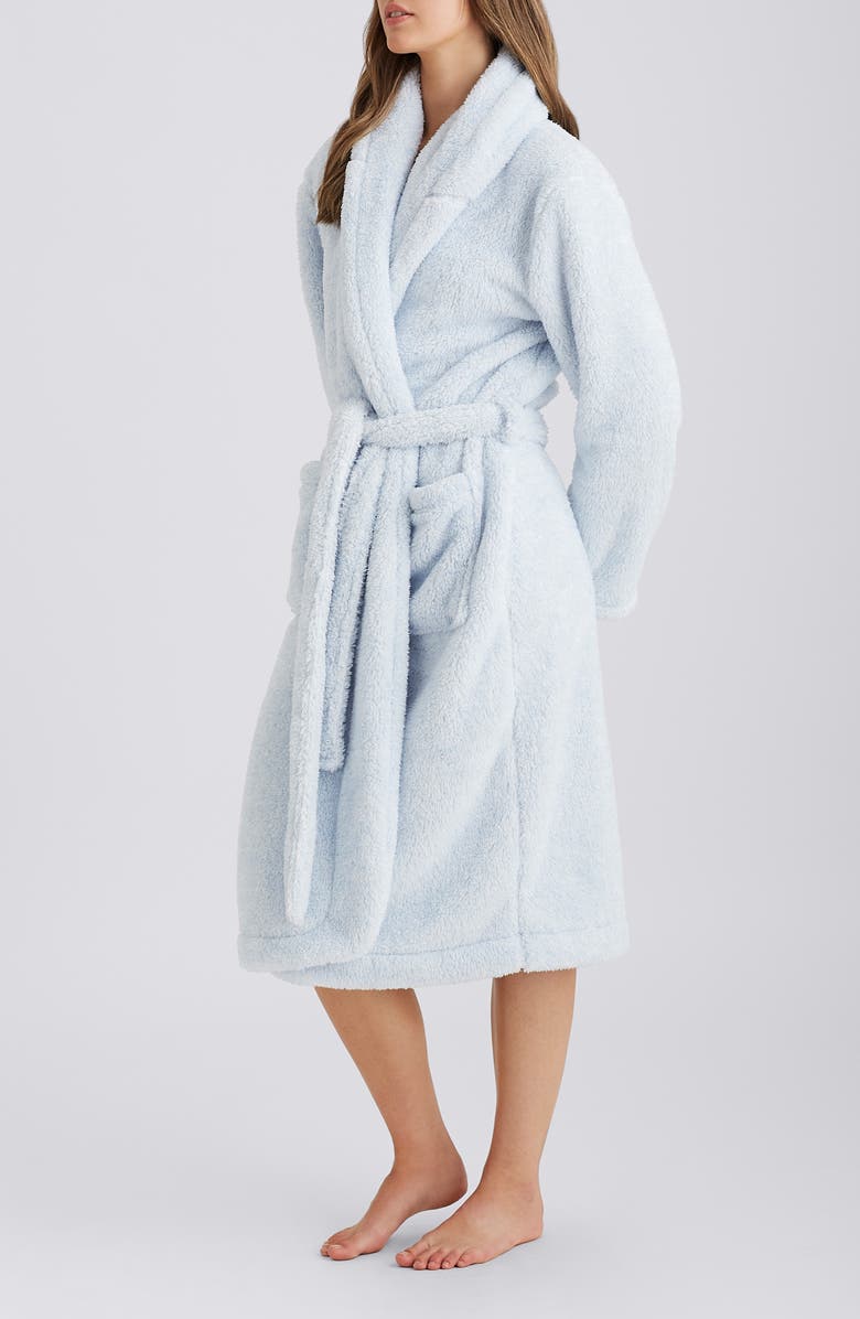 Papinelle Plush Mid Length Robe, Alternate, color, Winter Blue