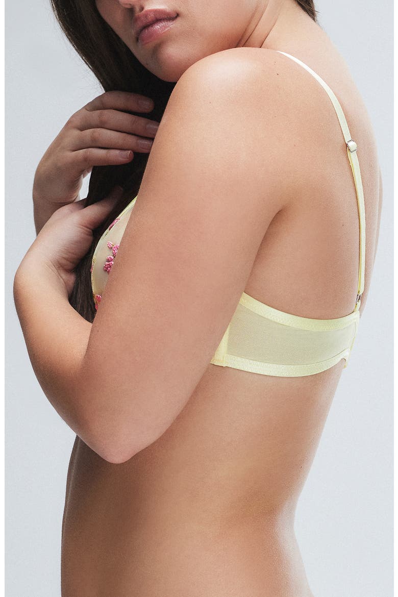 Puff Flowers Unlined Demi Bra, Alternate, color, MINT YELLOW