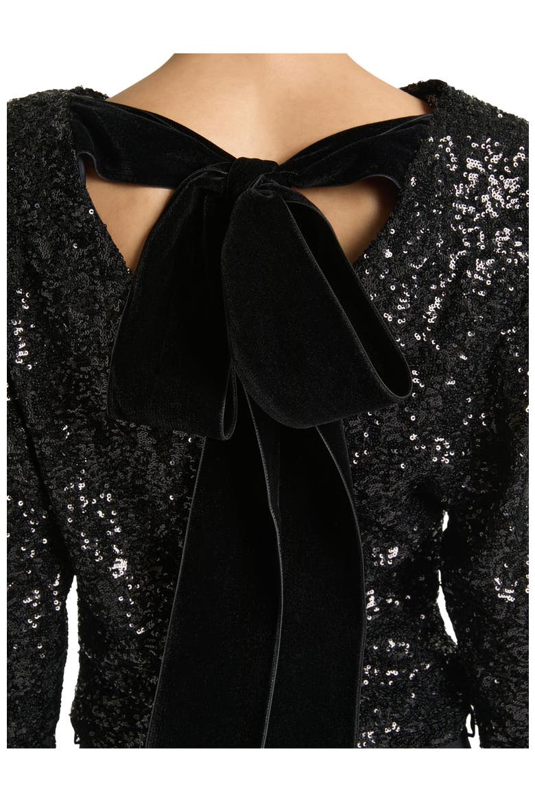 Sequinned Top with Bow, Alternate, color, Black