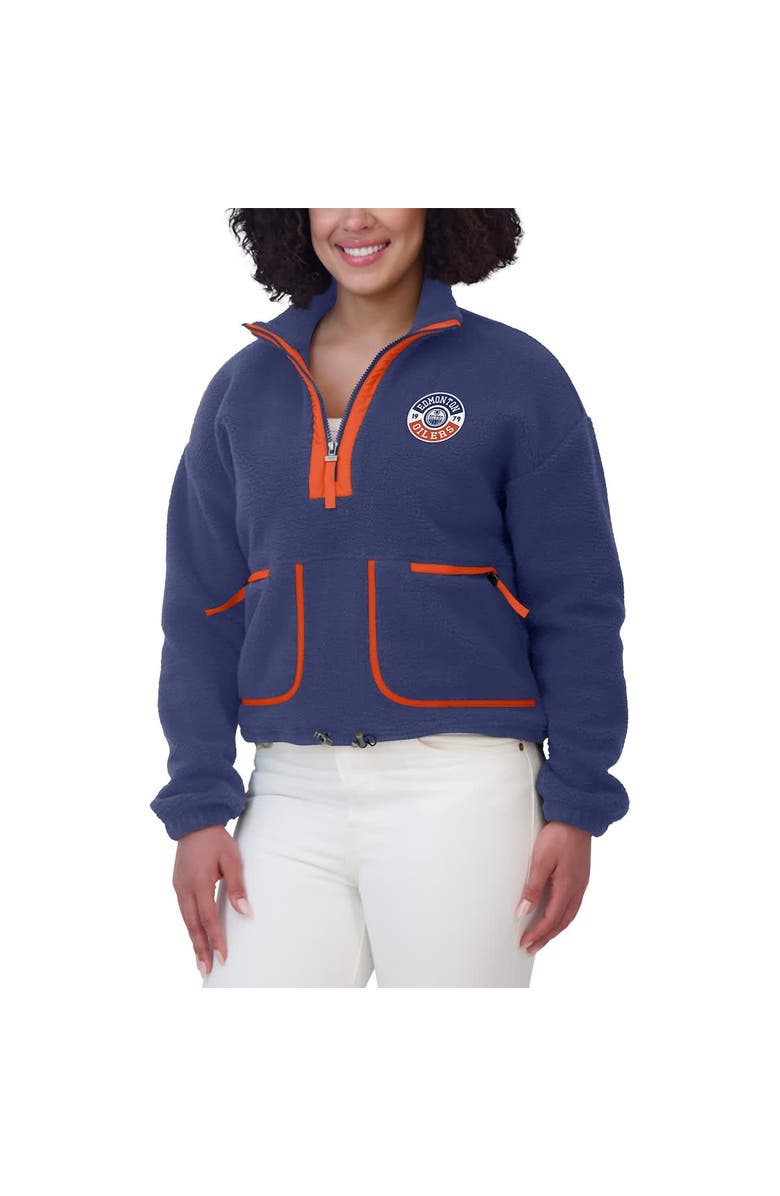 WEAR by Erin Andrews Women's WEAR by Erin Andrews  Royal Edmonton Oilers Polar Fleece Half-Zip Jacket, Alternate, color, Royal