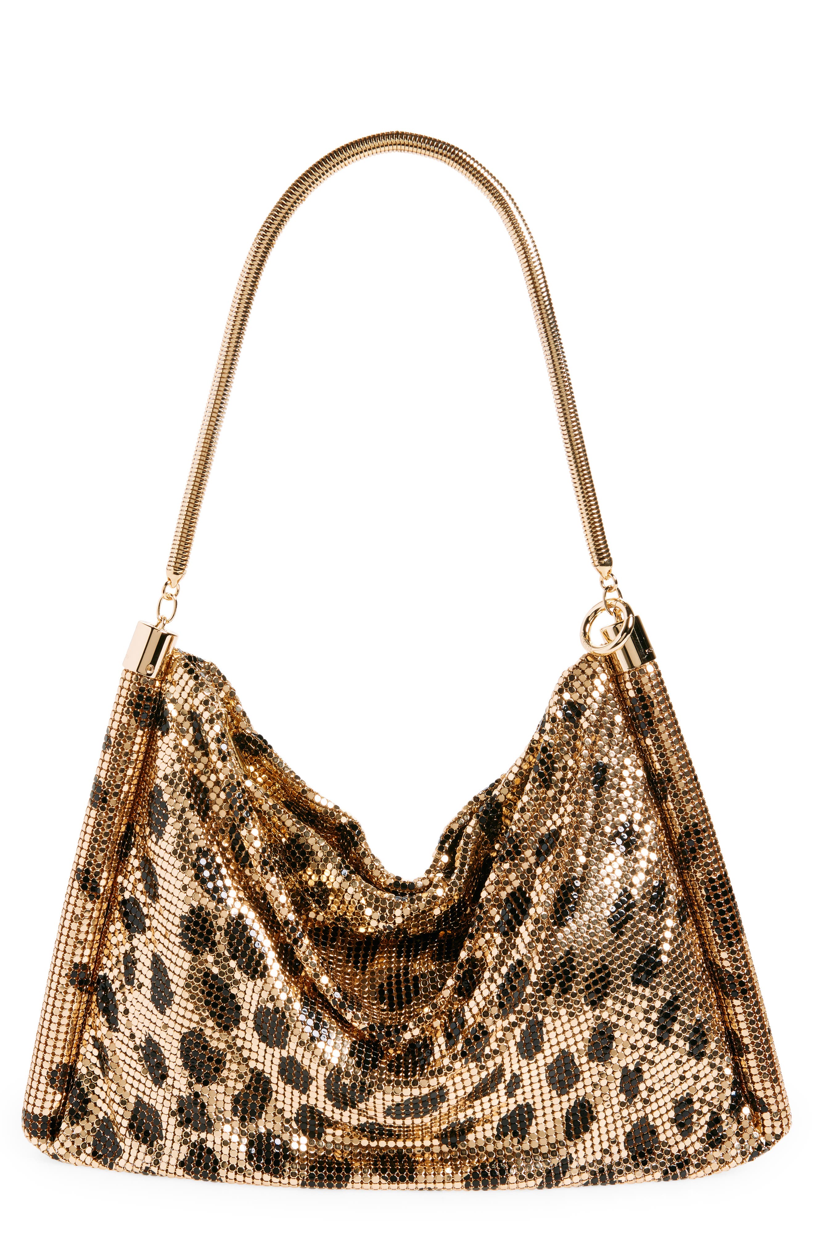 Rabanne Cheetah Print Mesh Shoulder Bag, Main, color, 