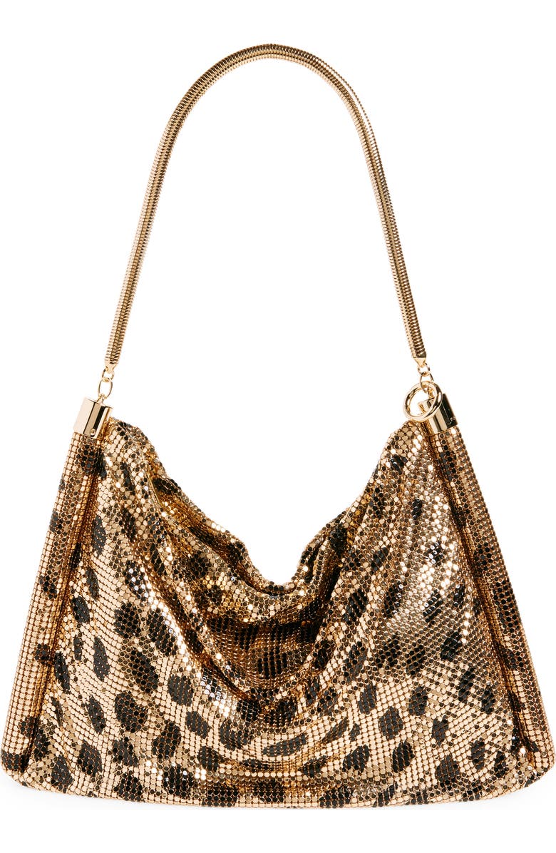 Rabanne Cheetah Print Mesh Shoulder Bag, Main, color,