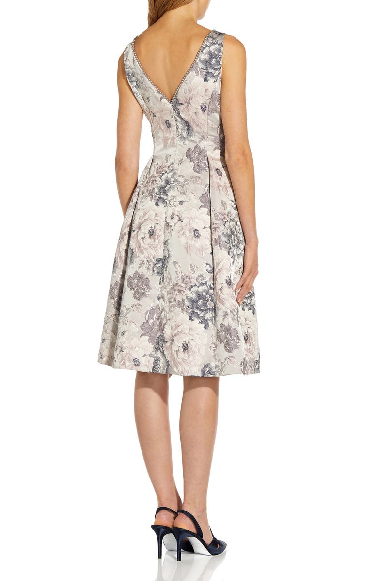 Adrianna Papell Floral Jacquard Fit & Flare Dress, Alternate, color,