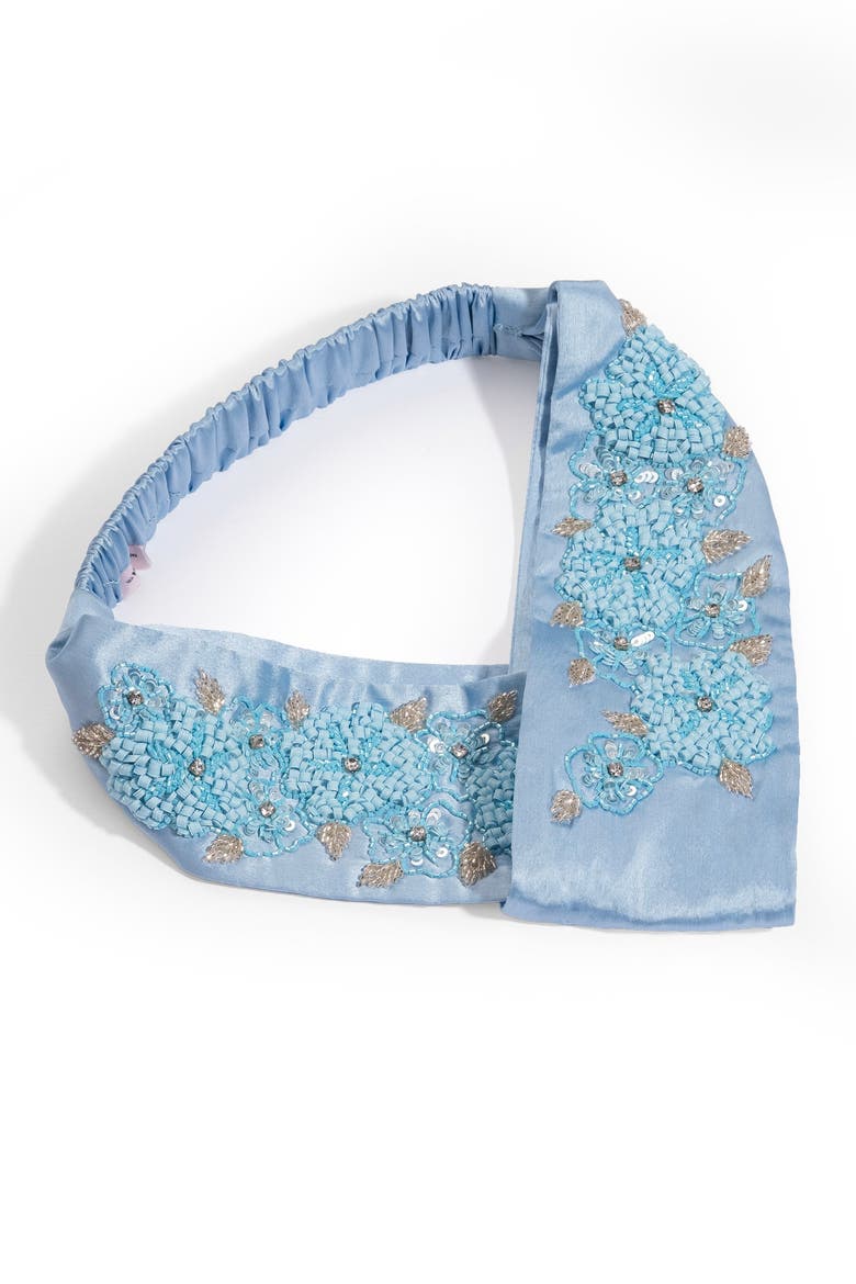 Azure Blossom beaded Blue Knotted headband, Main, color, Blue